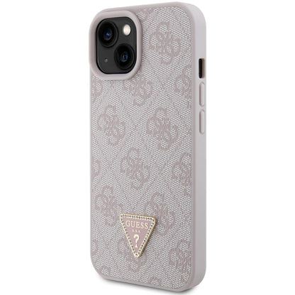 Pouzdro pro Apple iPhone 15, Guess, 4G Triangle Strass, Růžové