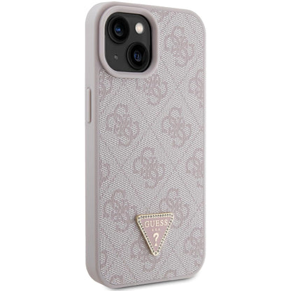 Pouzdro pro Apple iPhone 15, Guess, 4G Triangle Strass, Růžové