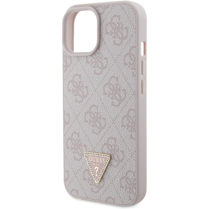 Pouzdro pro Apple iPhone 15, Guess, 4G Triangle Strass, Růžové