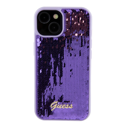 Pouzdro pro Apple iPhone 15, Guess, Sequin Script Metal, Fialová