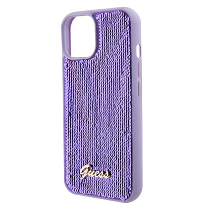 Pouzdro pro Apple iPhone 15, Guess, Sequin Script Metal, Fialová