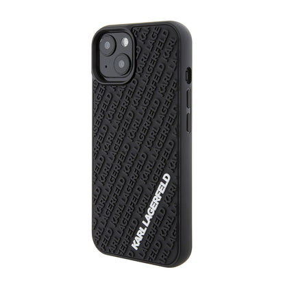 Case for Apple iPhone 15, Karl Lagerfeld, 3D Rubber Multi Logo, Black