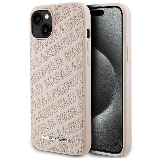 Pouzdro pro Apple iPhone 15, Karl Lagerfeld, Diagonal Quilted K Pattern, Růžové