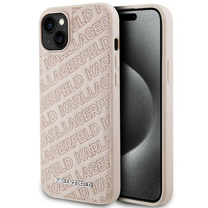 Pouzdro pro Apple iPhone 15, Karl Lagerfeld, Diagonal Quilted K Pattern, Růžové