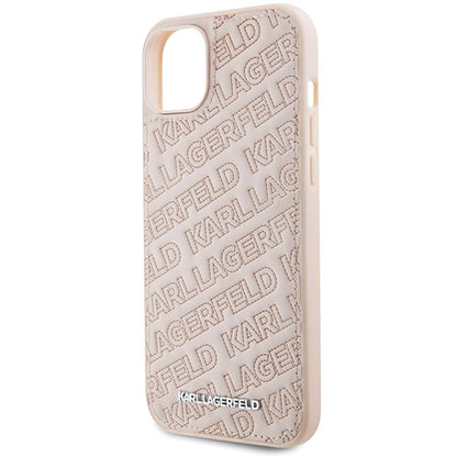 Pouzdro pro Apple iPhone 15, Karl Lagerfeld, Diagonal Quilted K Pattern, Růžové