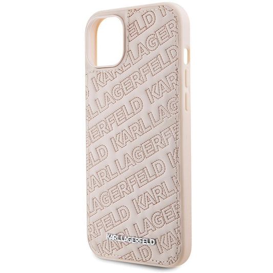 Case for Apple iPhone 15, Karl Lagerfeld, Diagonal Quilted K Pattern, Pink