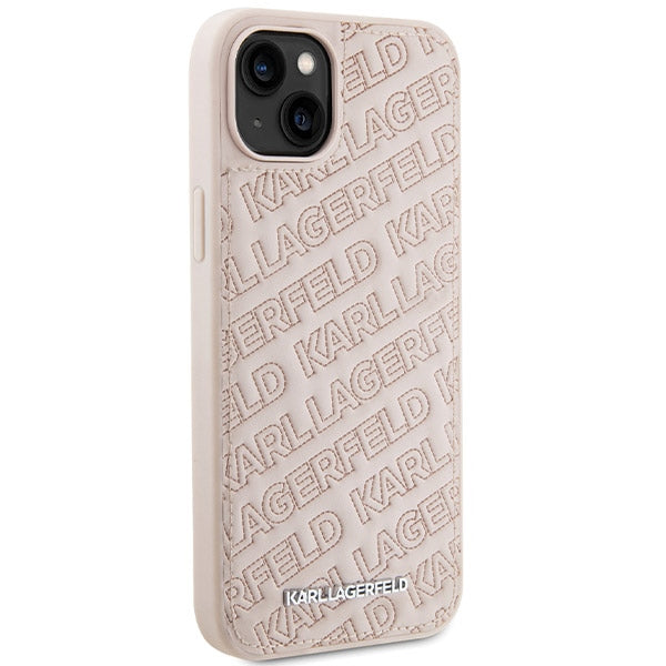Pouzdro pro Apple iPhone 15, Karl Lagerfeld, Diagonal Quilted K Pattern, Růžové