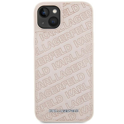 Pouzdro pro Apple iPhone 15, Karl Lagerfeld, Diagonal Quilted K Pattern, Růžové