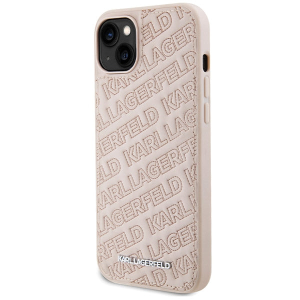 Pouzdro pro Apple iPhone 15, Karl Lagerfeld, Diagonal Quilted K Pattern, Růžové