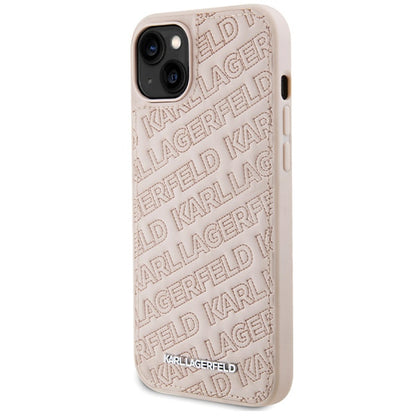Pouzdro pro Apple iPhone 15, Karl Lagerfeld, Diagonal Quilted K Pattern, Růžové