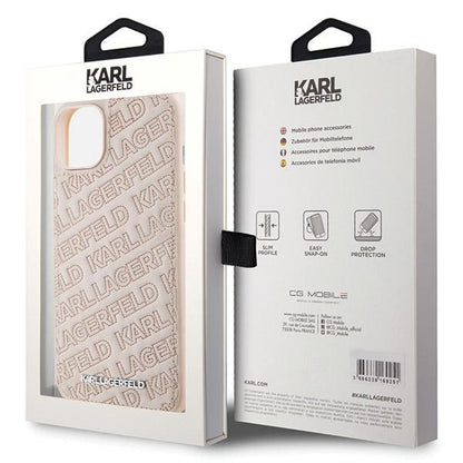 Pouzdro pro Apple iPhone 15, Karl Lagerfeld, Diagonal Quilted K Pattern, Růžové