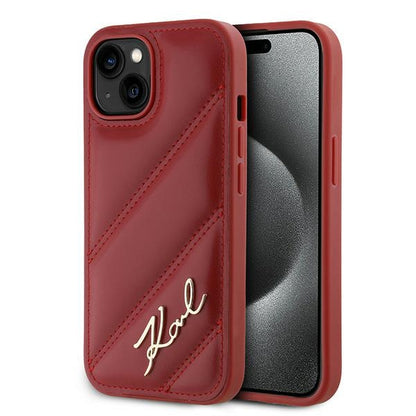 Pouzdro pro Apple iPhone 15, Karl Lagerfeld, Diagonal Quilted Script, Rosie