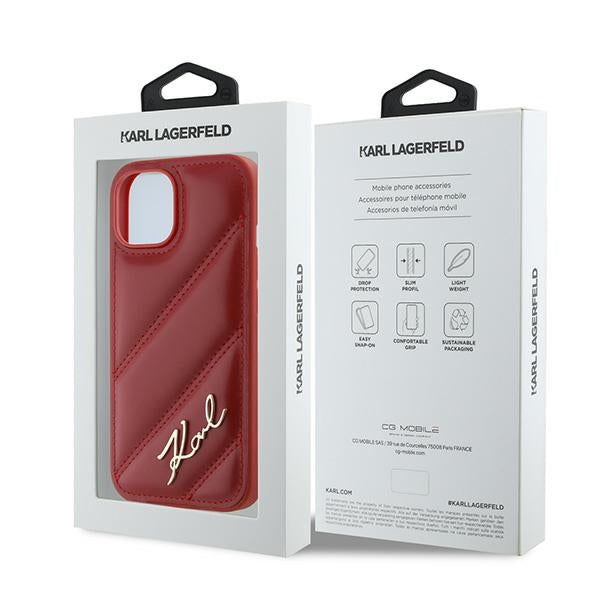 Pouzdro pro Apple iPhone 15, Karl Lagerfeld, Diagonal Quilted Script, Rosie