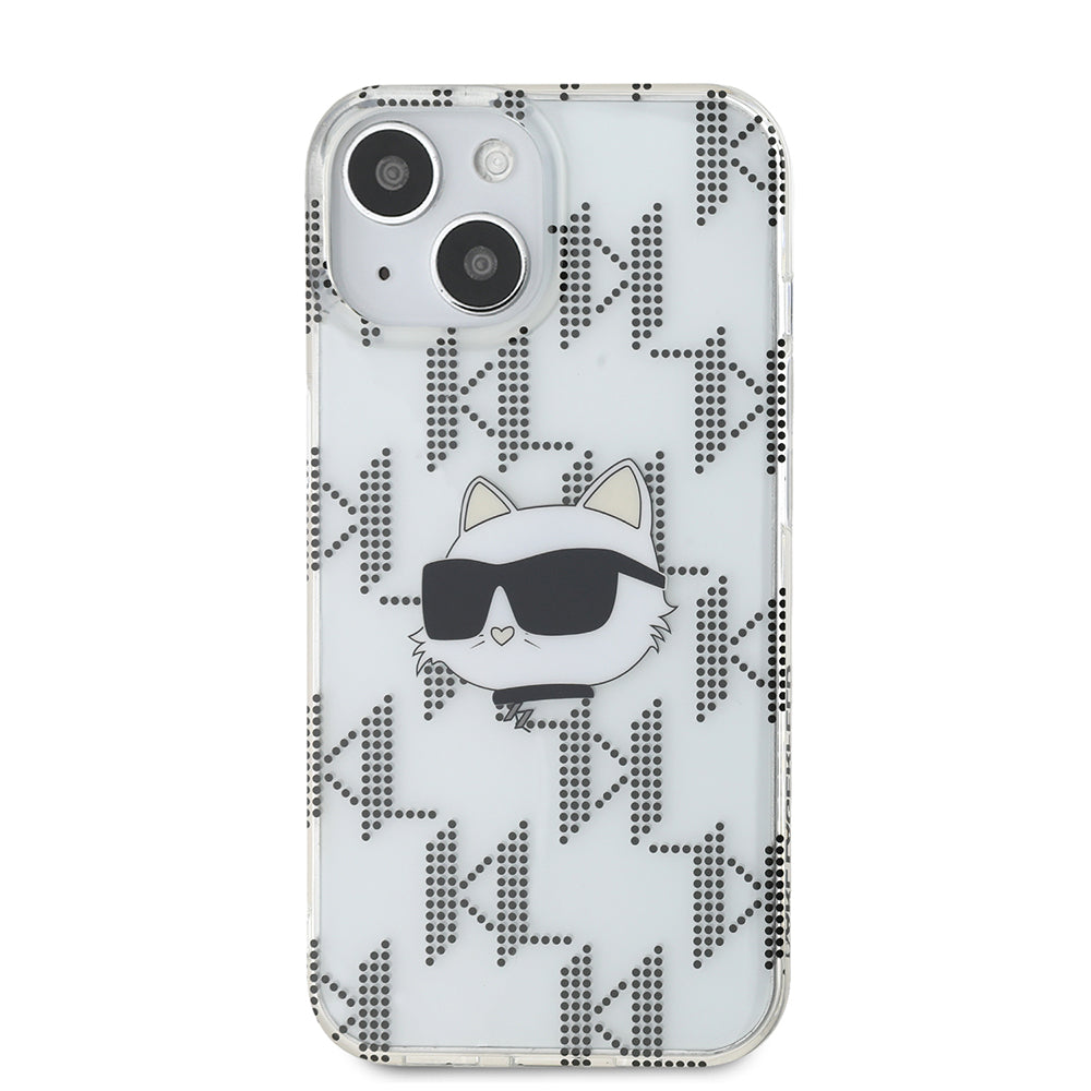 Pouzdro pro Apple iPhone 15, Karl Lagerfeld, IML Electroplated Choupette Head, Průhledné