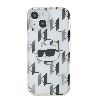 Pouzdro pro Apple iPhone 15, Karl Lagerfeld, IML Electroplated Choupette Head, Průhledné