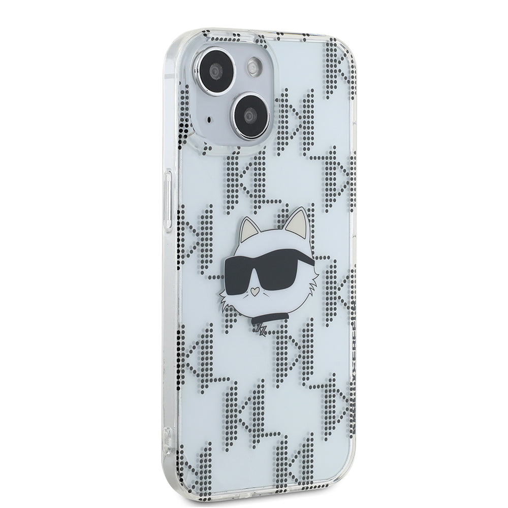 Pouzdro pro Apple iPhone 15, Karl Lagerfeld, IML Electroplated Choupette Head, Průhledné