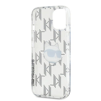 Pouzdro pro Apple iPhone 15, Karl Lagerfeld, IML Electroplated Choupette Head, Průhledné
