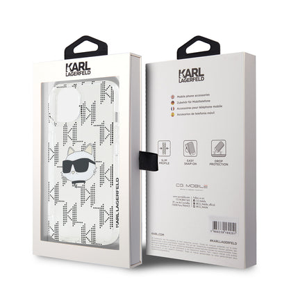 Pouzdro pro Apple iPhone 15, Karl Lagerfeld, IML Electroplated Choupette Head, Průhledné