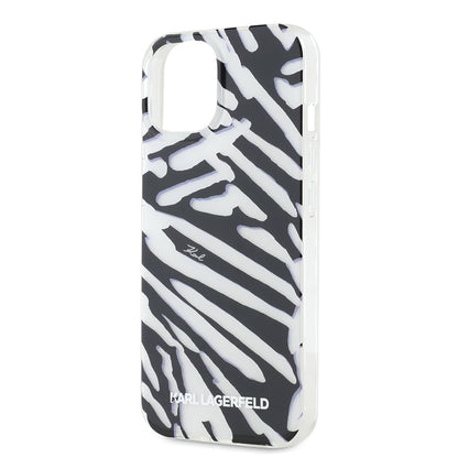 Pouzdro pro Apple iPhone 15, Karl Lagerfeld, IML Luxury Zebra Pattern with Strap, Černá