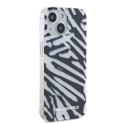 Pouzdro pro Apple iPhone 15, Karl Lagerfeld, IML Luxury Zebra Pattern with Strap, Černá