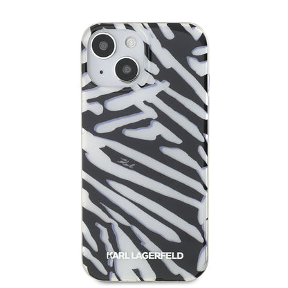 Pouzdro pro Apple iPhone 15, Karl Lagerfeld, IML Luxury Zebra Pattern with Strap, Černá