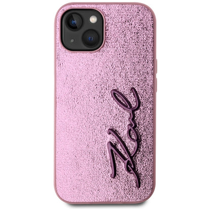 Pouzdro pro Apple iPhone 15, Karl Lagerfeld, Metal Signature, Růžové