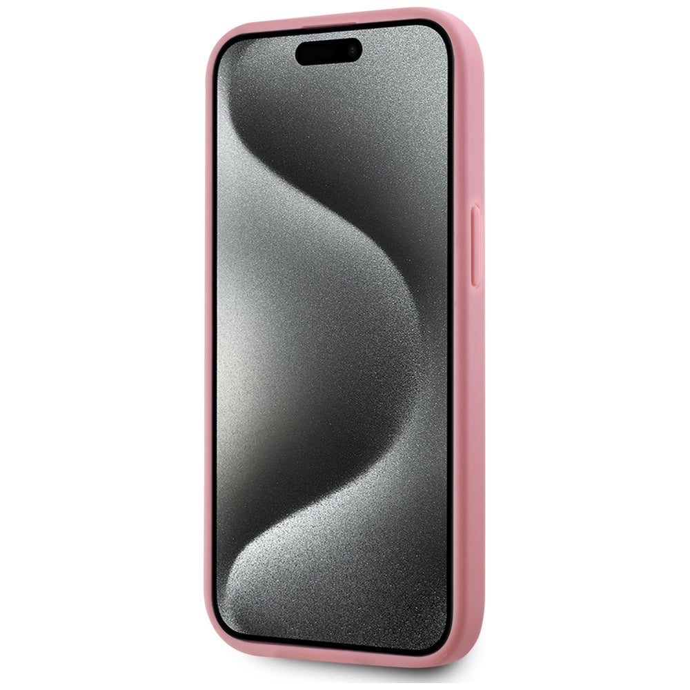 Pouzdro pro Apple iPhone 15, Karl Lagerfeld, Metal Signature, Růžové