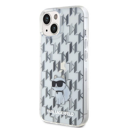 Pouzdro pro Apple iPhone 15, Karl Lagerfeld, Monogram Choupette, Průhledné