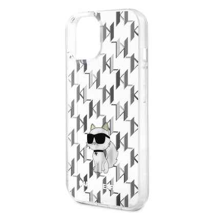 Pouzdro pro Apple iPhone 15, Karl Lagerfeld, Monogram Choupette, Průhledné