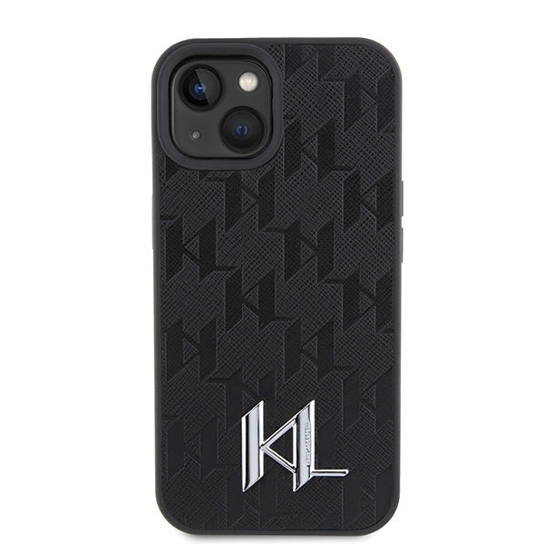 Pouzdro pro Apple iPhone 15, Karl Lagerfeld, Monogram Hot Stamp Metal Logo, Černá