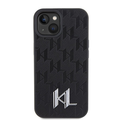 Pouzdro pro Apple iPhone 15, Karl Lagerfeld, Monogram Hot Stamp Metal Logo, Černá