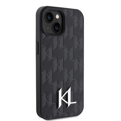 Pouzdro pro Apple iPhone 15, Karl Lagerfeld, Monogram Hot Stamp Metal Logo, Černá