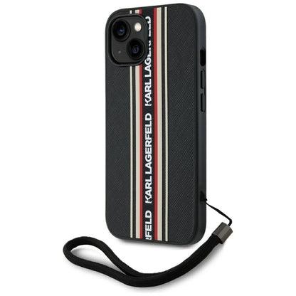 Pouzdro pro Apple iPhone 15, Karl Lagerfeld, Saffiano Athleisure Stripes with Strap, Rosie