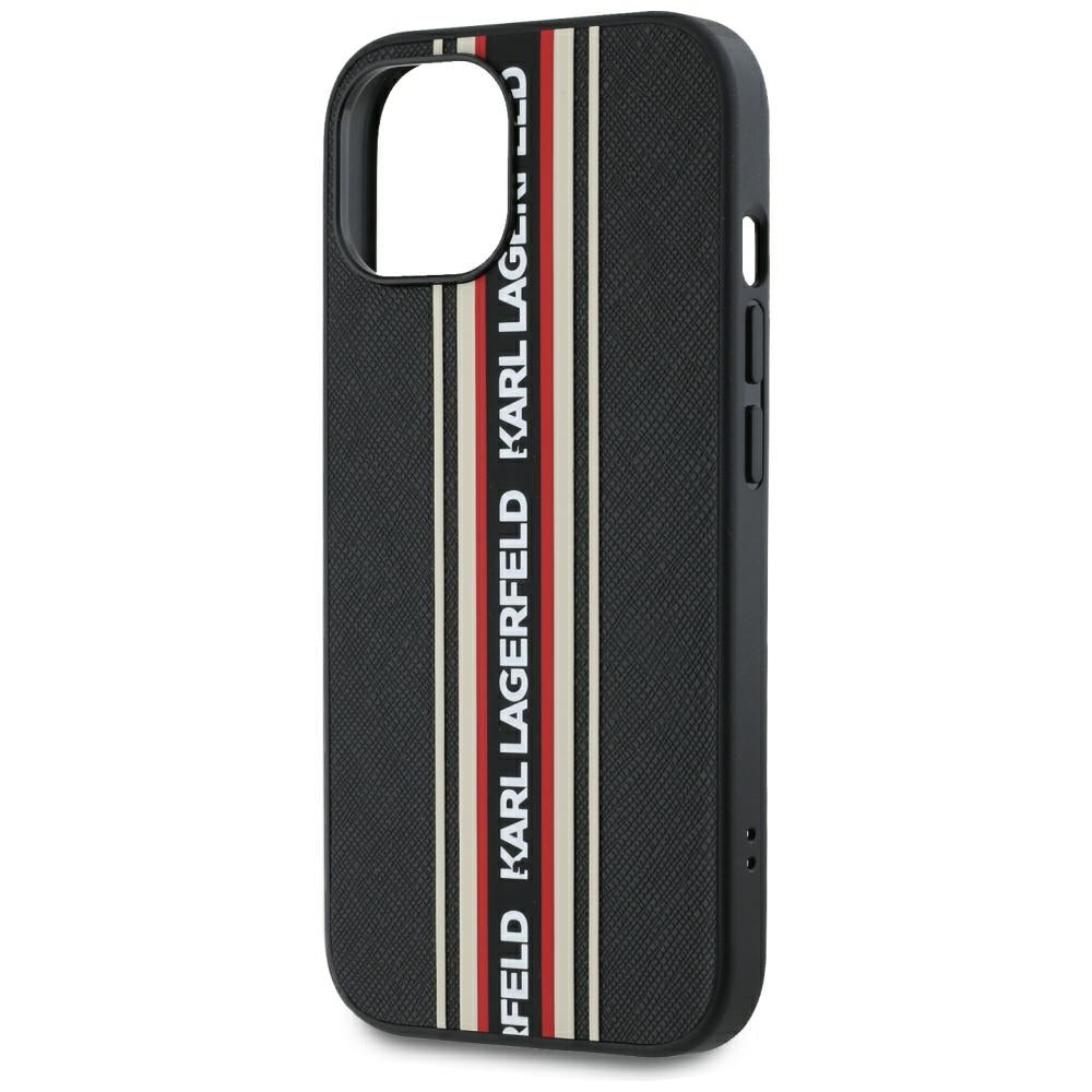 Pouzdro pro Apple iPhone 15, Karl Lagerfeld, Saffiano Athleisure Stripes with Strap, Rosie