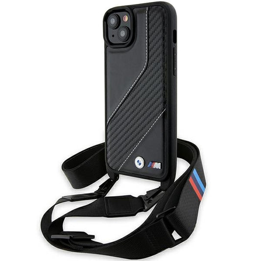 Pouzdro pro Apple iPhone 15 Plus, BMW, M Edition Carbon Stripe & Strap, Černé