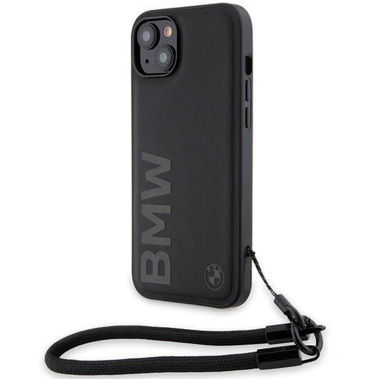 Pouzdro pro Apple iPhone 15 Plus, BMW, Signature Wordmark Cord, Černá