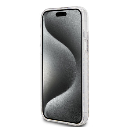 Pouzdro pro Apple iPhone 15 Plus, Guess, IML 4G Gold Stripe, Hnědá