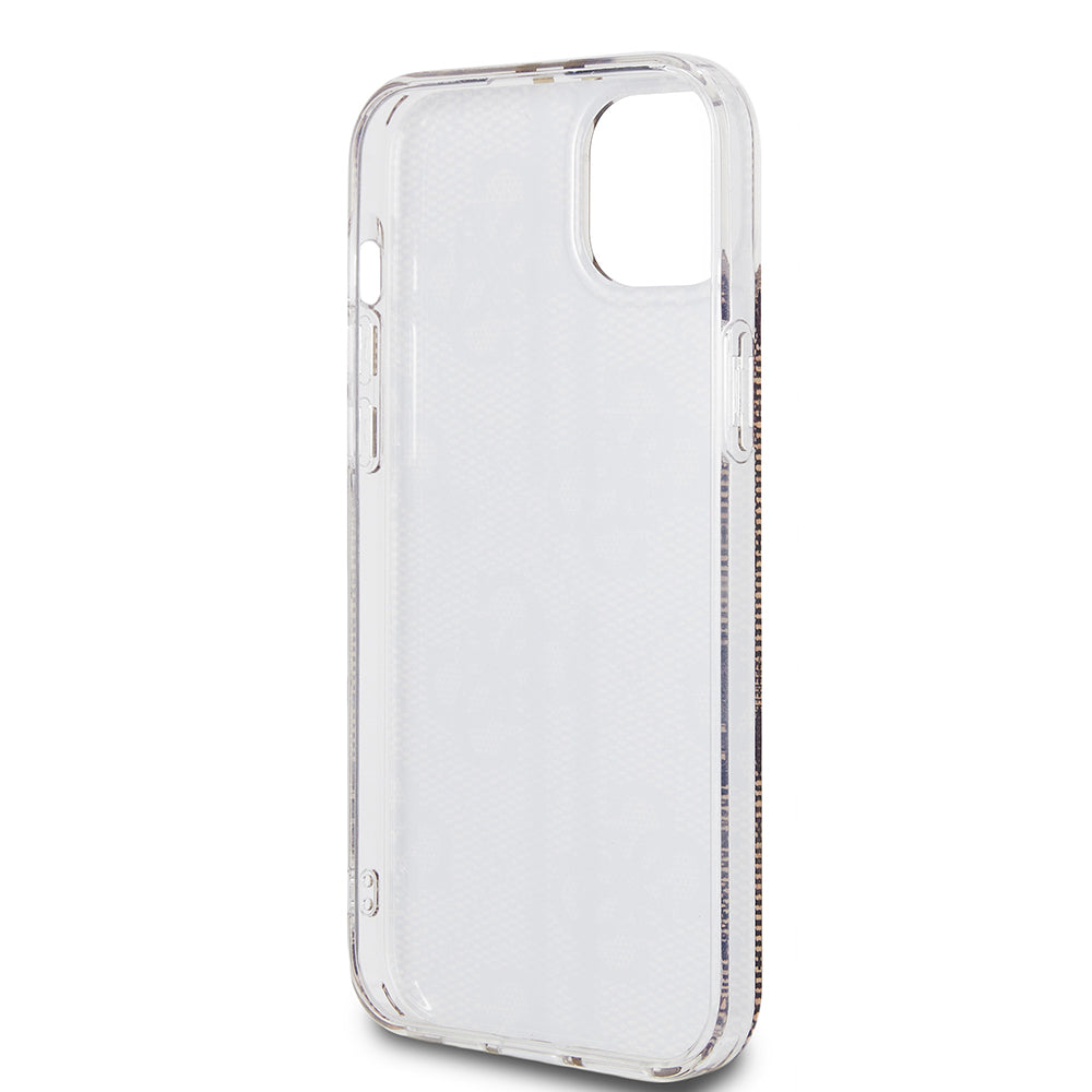 Pouzdro pro Apple iPhone 15 Plus, Guess, IML 4G Gold Stripe, Hnědá