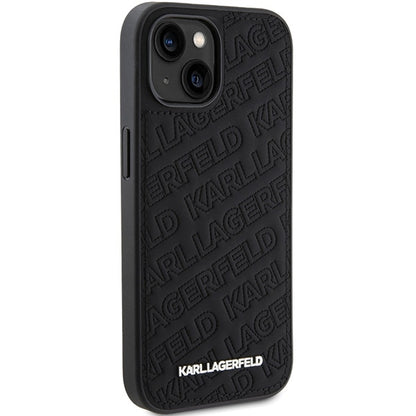 Case for Apple iPhone 15 Plus, Karl Lagerfeld, Diagonal Quilted K Pattern, Black