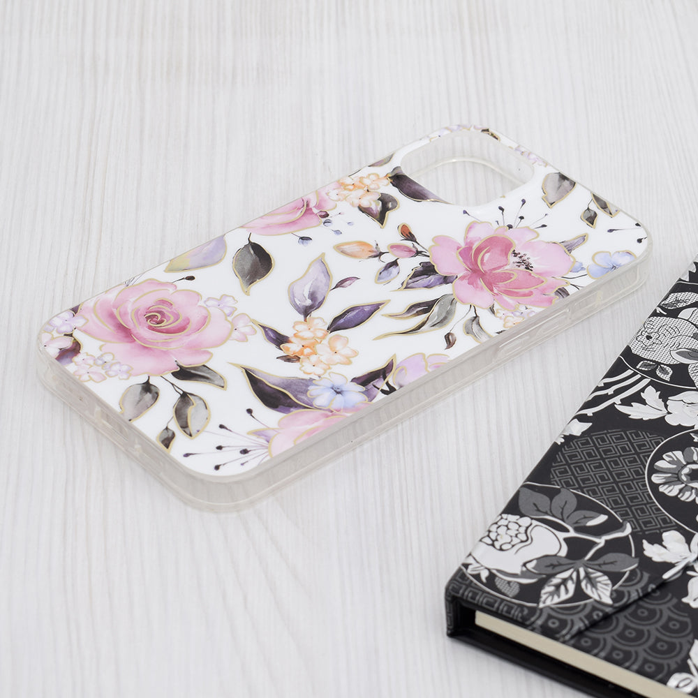 Pouzdro pro Apple iPhone 15 Plus, Techsuit, Marble, Bílé