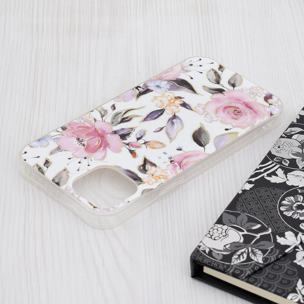 Pouzdro pro Apple iPhone 15 Plus, Techsuit, Marble, Bílé