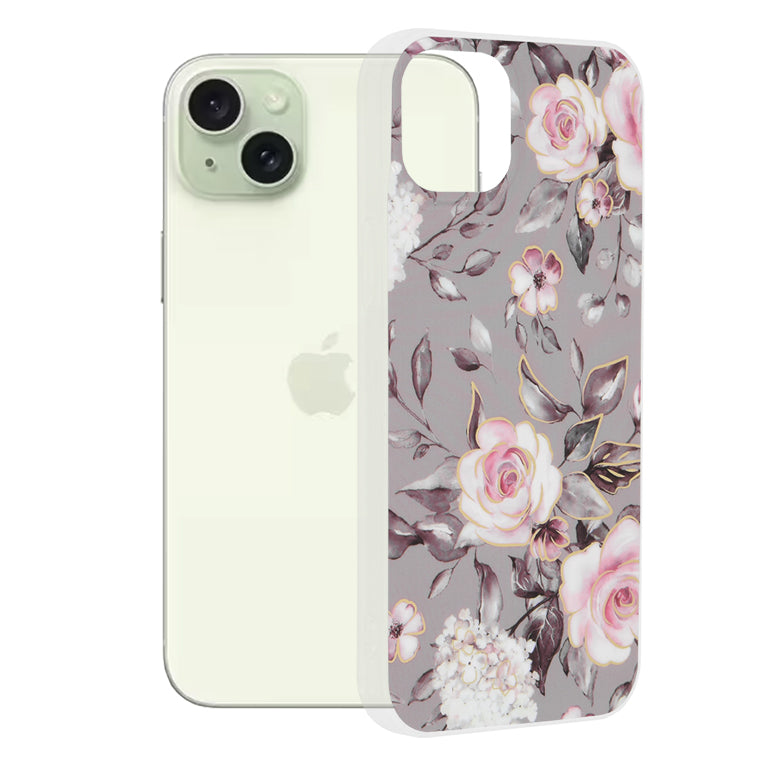 Pouzdro pro Apple iPhone 15 Plus, Techsuit, Marble, Šedé