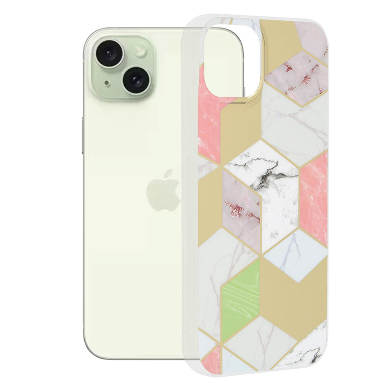 Pouzdro pro Apple iPhone 15 Plus, Techsuit, Marble, Fialové