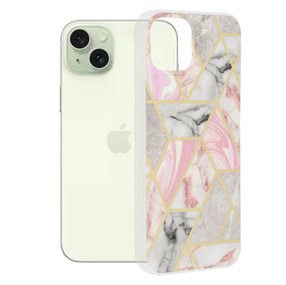 Pouzdro pro Apple iPhone 15 Plus, Techsuit, Marble, Růžové