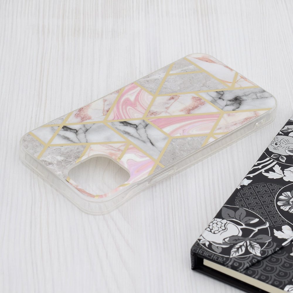Pouzdro pro Apple iPhone 15 Plus, Techsuit, Marble, Růžové