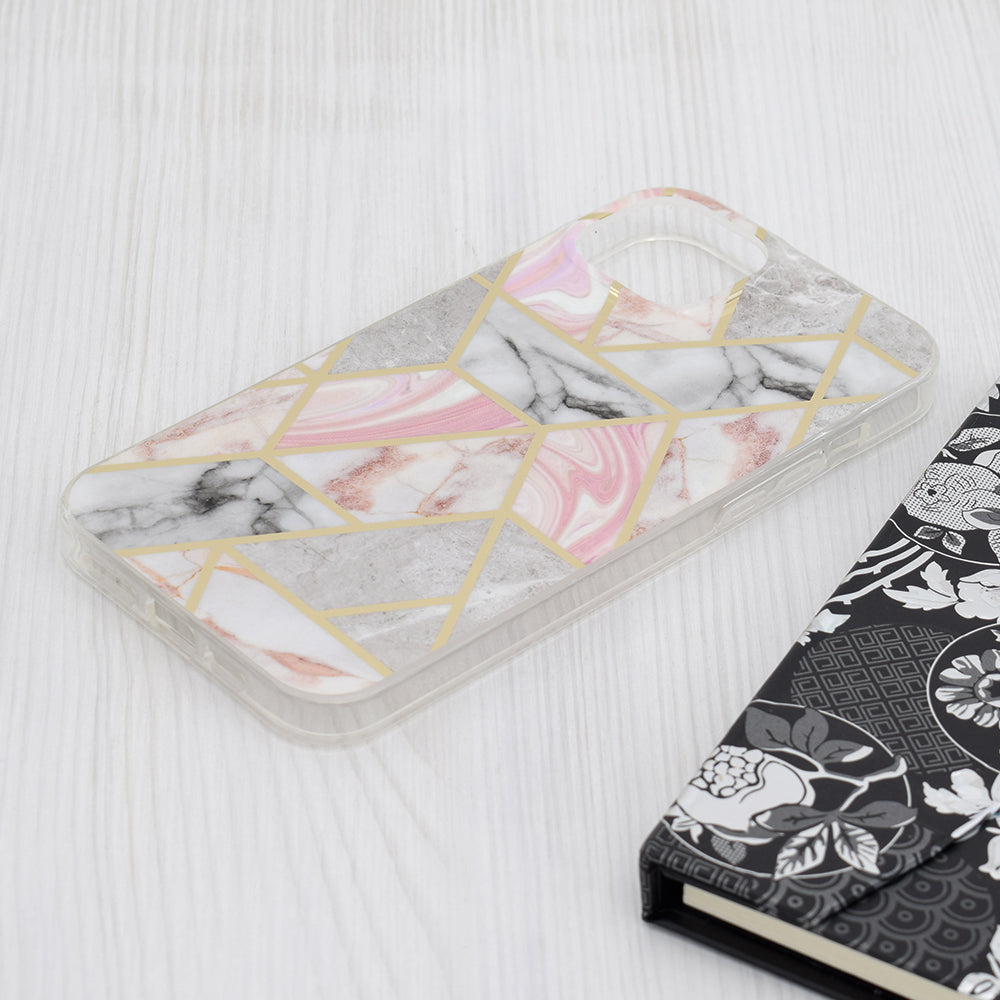 Pouzdro pro Apple iPhone 15 Plus, Techsuit, Marble, Růžové