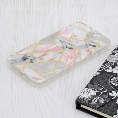 Pouzdro pro Apple iPhone 15 Plus, Techsuit, Marble, Růžové
