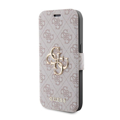 Pouzdro pro Apple iPhone 15 Pro, Guess, 4G Book, Růžové