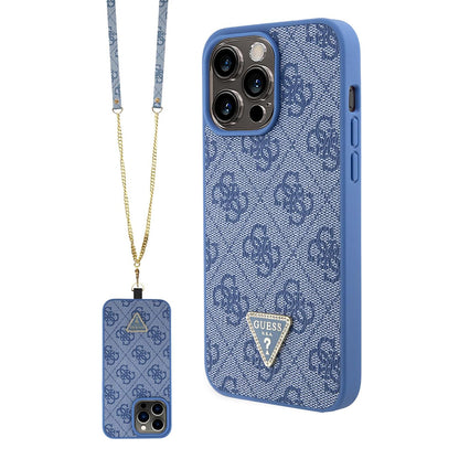 Pouzdro pro Apple iPhone 15 Pro, Guess, Crossbody 4G Metal Logo, Modrá