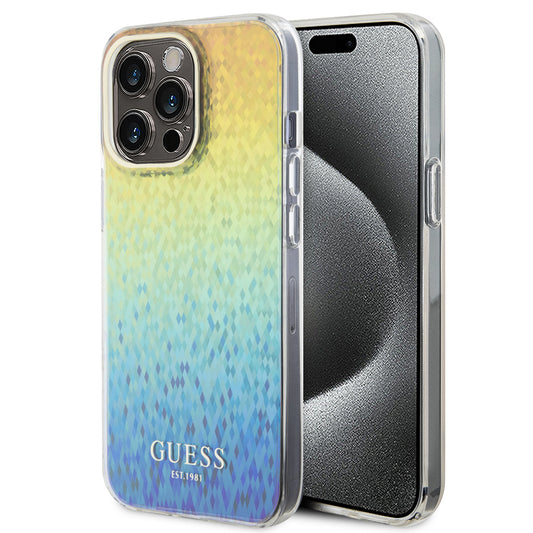 Pouzdro pro Apple iPhone 15 Pro, Guess, IML Faceted Mirror Disco Iridescent, Multicolor